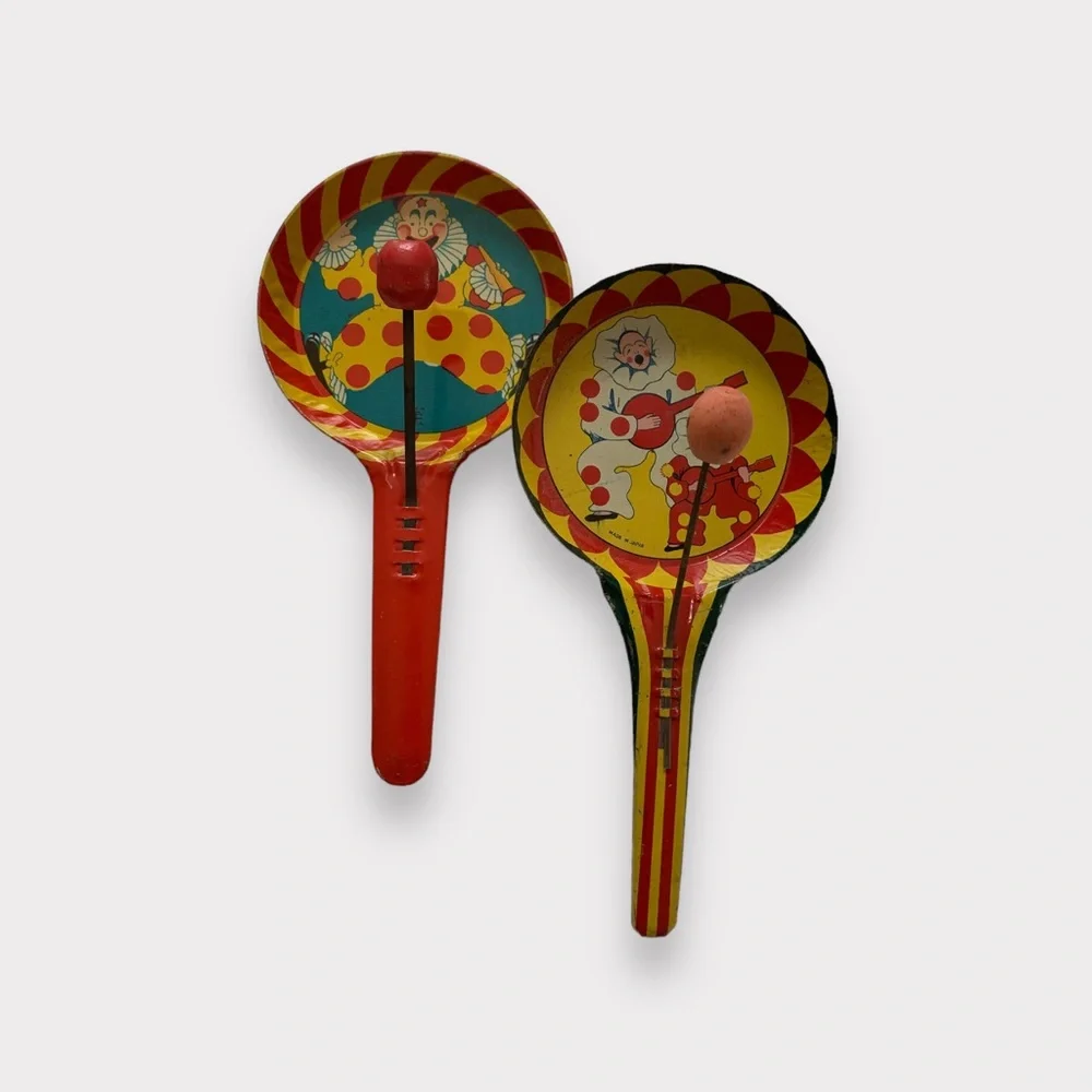 Vintage Tin Double Clapper Clown Noise Makers